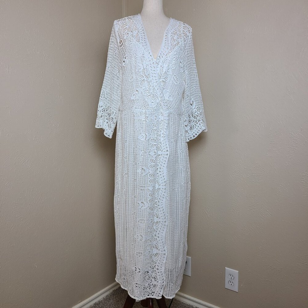 NWOT Soft Surroundings Long Sleeves White Lace Crochet Maxi Dress Size XL A561 - Picture 2 of 16